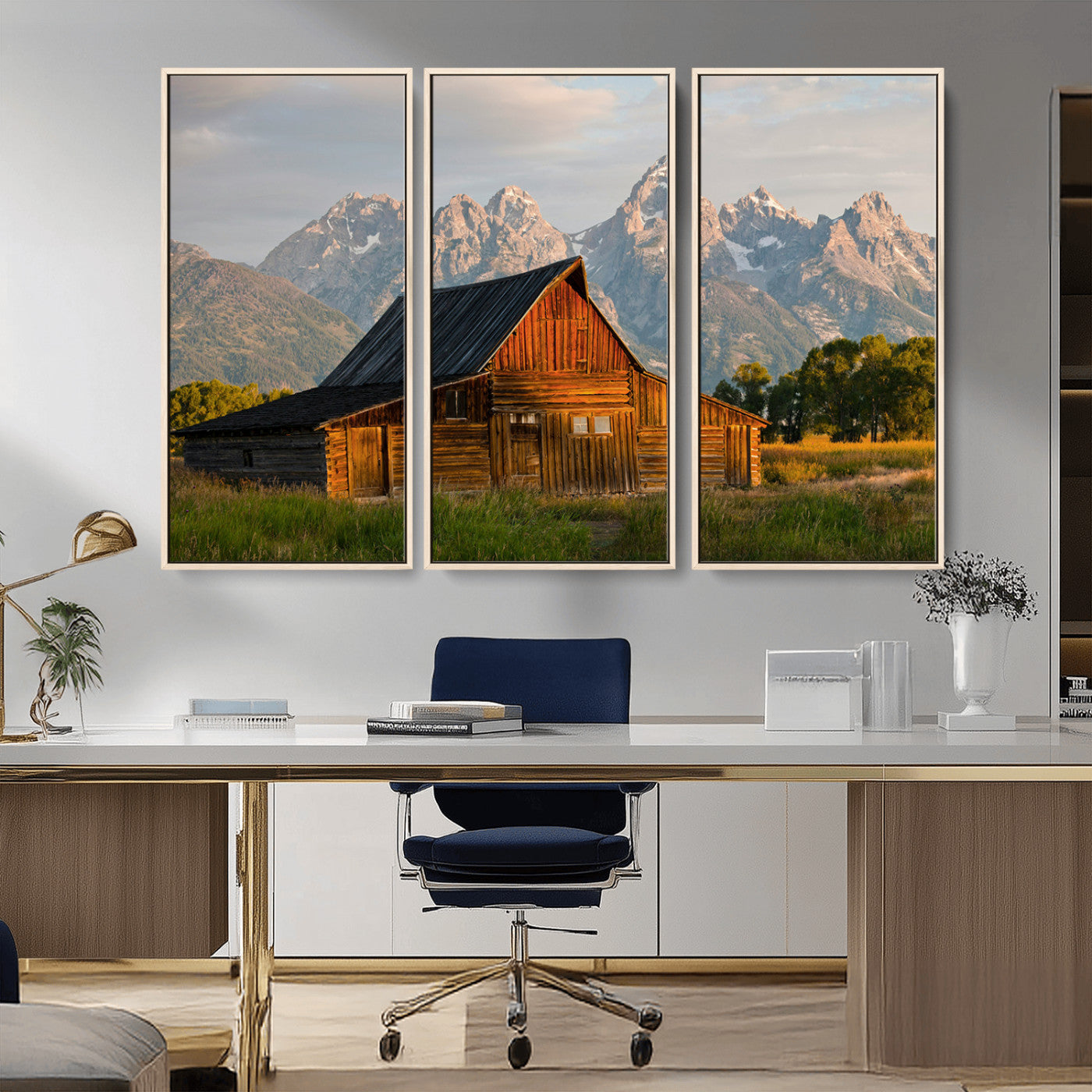 31771014-MGV-CV-36X24-Rustic Barn Wall Art Canvas Print, Framed Western Landscape Art Picture Print, Farmhouse Style Perfect Rustic Farmhouse Decor