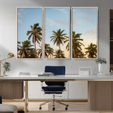 99033771-MGV-CV-36X24-Palm Trees Wall Art Canvas Print, Framed Tropical Vibes Art Picture Print, Coastal Sunset Perfect Coastal Boho Decor Artwork