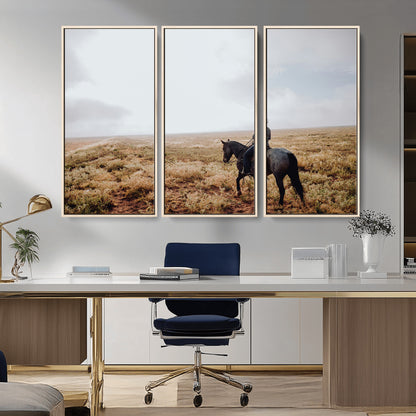 57597730-MGV-CV-36X24-Cowboy Wall Art Wall Art Canvas Print, Framed Western Canvas Art Picture Print, Rustic Ranch Scene Perfect Rustic Western Decor