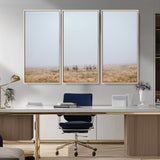 14761944-MGV-CV-36X24-Foggy Plains Wall Art Canvas Print, Framed Horseback Riders Art Picture Print, Rustic Western Perfect Rustic Western Decor Artwork