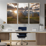 52555760-MGV-CV-36X24-Snowy Peaks Wall Art Canvas Print, Framed Nature Escape Art Picture Print, Rustic Charm Perfect Rustic Western Decor Artwork