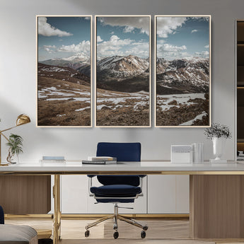 44565953-MGV-CV-36X24-Mountain Landscape Wall Art Canvas Print, Framed Snowy Peaks Art Picture Print, Rugged Highlands Perfect Rustic Adventure Decor