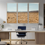 55918919-MGV-CV-36X24-Desert Landscape Wall Art – Golden Grass Plains and Mountain Horizon Canvas Print, Southwest Nature Photography Decor for Living