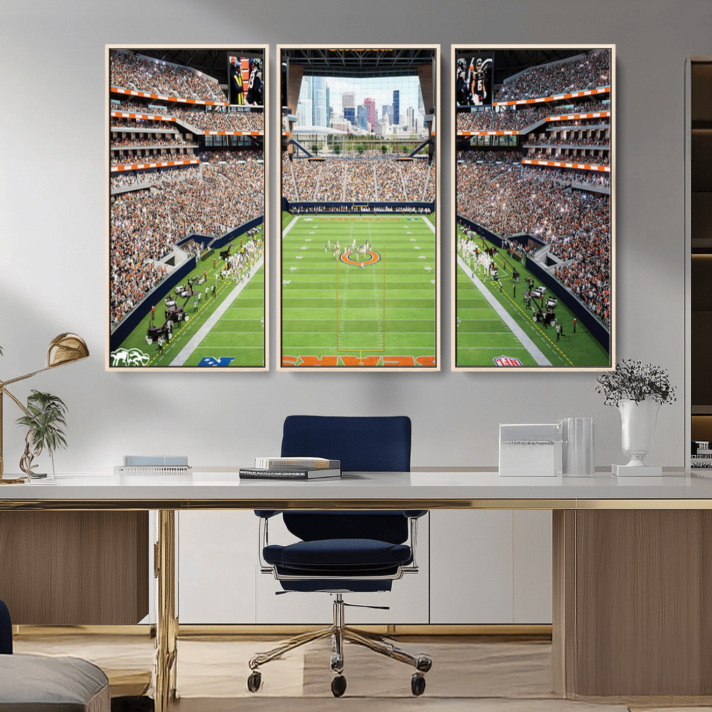 76935553-MGV-CV-36X24-Football Stadium Wall Art – Panoramic Game Day Canvas Print, Sports Decor for Man Cave, Office, Bar, or Living Room