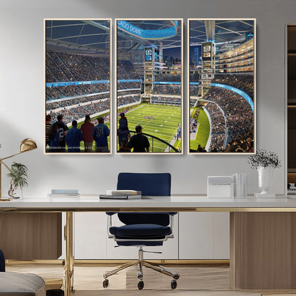 41816511-MGV-CV-36X24-Chicago Dome Stadium Wall Art – Futuristic Football Arena Canvas Print, Modern Sports Fan Decor for Man Cave, Office, Bar, or