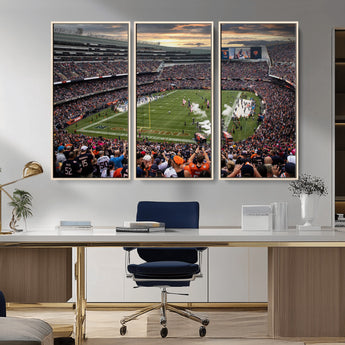 87578930-MGV-CV-36X24-Soldier Field Wall Art – Chicago Bears Football Stadium Sunset Canvas Print, Game Day Sports Decor for Man Cave, Bar, Office, or