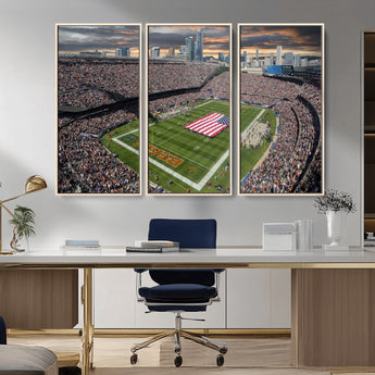 98106777-MGV-CV-36X24-Soldier Field Wall Art – Chicago Bears Stadium Canvas Print with American Flag, Game Day Football Decor for Man Cave, Bar, or