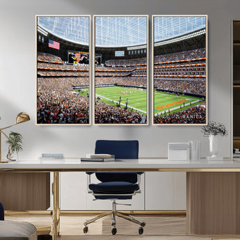 32530647-MGV-CV-36X24-Chicago Bears Stadium Wall Art – Futuristic Dome Arena Canvas Print, Modern Football Concept Design Decor for Man Cave, Bar, or