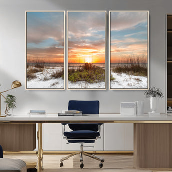 58266230-MGV-CV-36X24-Sunset Beach Canvas Wall Art – Coastal Ocean Landscape Print, Seaside Nature Art for Coastal Chic Decor, Living Room, Bedroom,