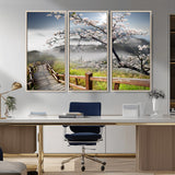 34632598CRY-MGV-CV-36X24-Sakura Cherry Blossom Pathway Canvas Wall Art – Tranquil Walk Through Blossoming Nature – Ready to Hang