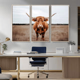 16316734-MGV-CV-36X24-Texas Longhorn Wall Art – Rustic Bull Portrait Canvas Print, Western Farmhouse Animal Photography Decor for Living Room, Office,