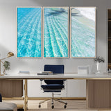 46233906-MGV-CV-36X24-Coastal Wall Art – Turquoise Ocean Waves and White Sand Canvas Print, Tropical Beach Photography Decor for Bedroom, Living Room,