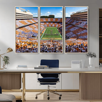 64238859-MGV-CV-36X24-Neyland Stadium Wall Art – Tennessee Volunteers Checkerboard Game Day Canvas Print, College Football Panorama Decor for Man Cave
