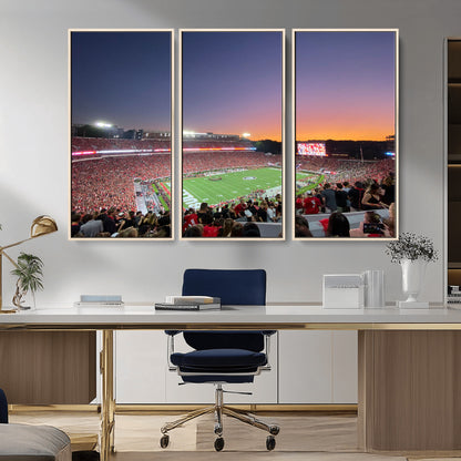 25139565-MGV-CV-36X24-Sanford Stadium Wall Art – Panoramic Georgia Bulldogs Sunset Football Game Canvas Print, Red Crowd Sports Decor for Office, Man