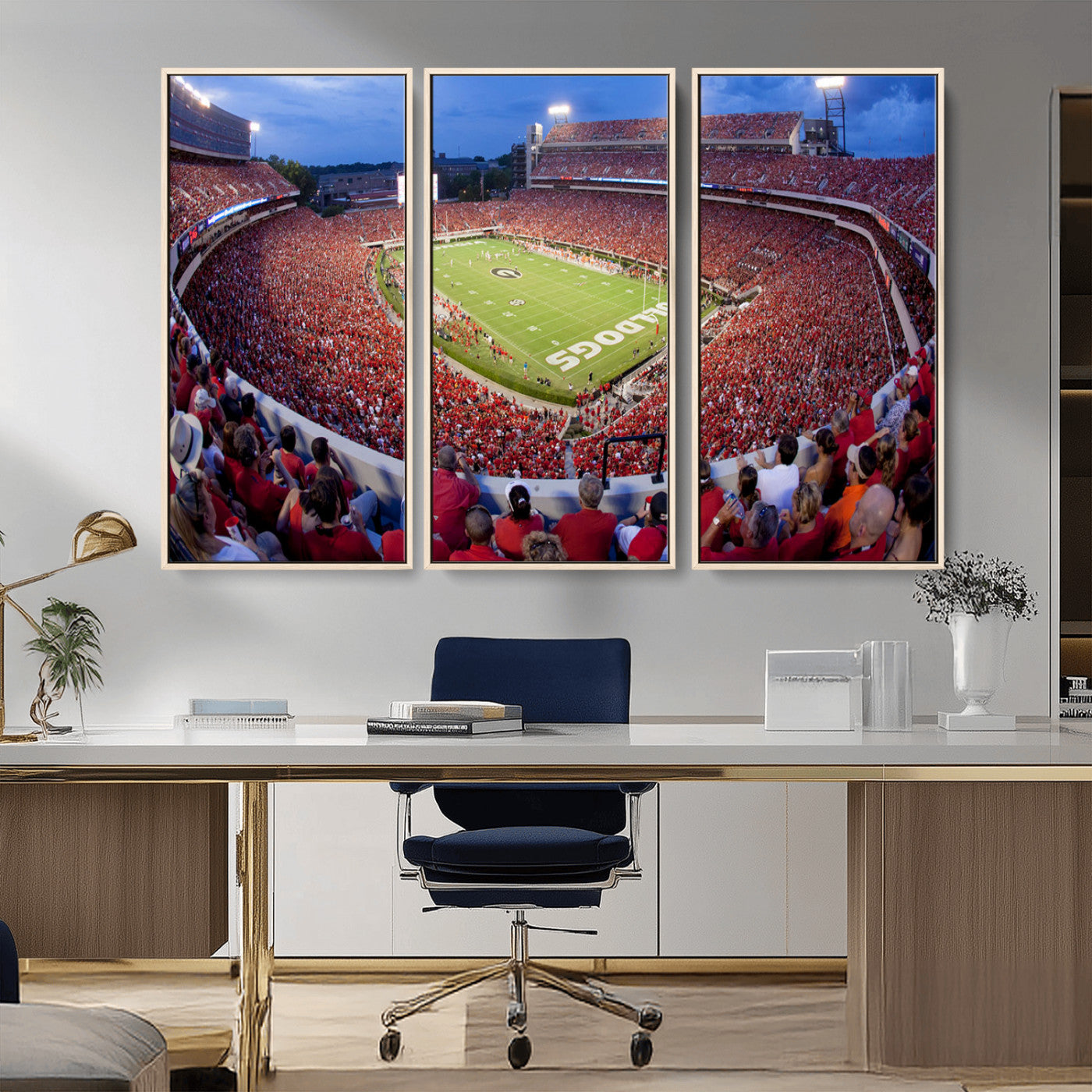 10244378-MGV-CV-36X24-Sanford Stadium Wall Art – Panoramic Georgia Bulldogs Day Game Football Canvas Print, Game Day Crowd Sports Decor for Office, Man