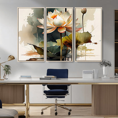 46359-MGV-CV-36X24-Lotus Blossom Wall Art Canvas Print, Framed Water Lily Art Picture Print, Zen Flower Perfect Zen Botanical Decor Artwork