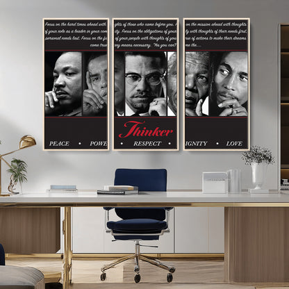 45112-MGV-CV-36X24-Black Icons Wall Art Canvas Print, Framed Thinker Art Picture Print, Motivational Quote Perfect Cultural Modern Decor Artwork