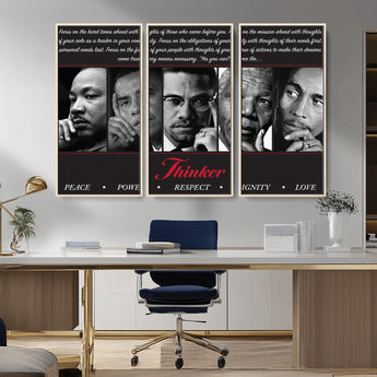 45112-MGV-CV-36X24-Black Icons Wall Art Canvas Print, Framed Thinker Art Picture Print, Motivational Quote Perfect Cultural Modern Decor Artwork