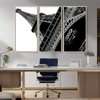 89033-MGV-CV-36X24-Eiffel Tower Wall Art – Dramatic Black and White Architectural Canvas Print, Modern Paris Decor for Office, Living Room or