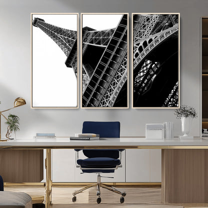 89033-MGV-CV-36X24-Eiffel Tower Wall Art – Dramatic Black and White Architectural Canvas Print, Modern Paris Decor for Office, Living Room or