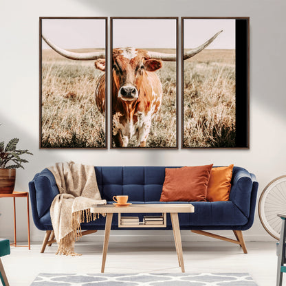 54986862-MGV-CV-36X24-Majestic Longhorn Wall Art – Canvas Print of Graceful Strength & Bold Spirit, Wild Plains Beauty Nature Inspired Rustic Decor for