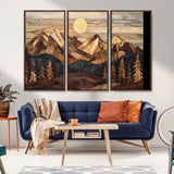39116082-MGV-CV-36X24-Wood Mountain Landscape Wall Art Canvas Print, Framed Sunset Hills Art Picture Print, Abstract Nature Perfect Boho Decor Artwork