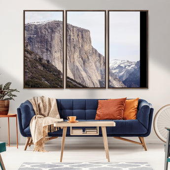 74506434-MGV-CV-36X24-El Capitan Wall Art Canvas Print, Framed Yosemite Cliff Art Picture Print, Sierra Nevada Perfect Sierra Minimalism Decor Artwork