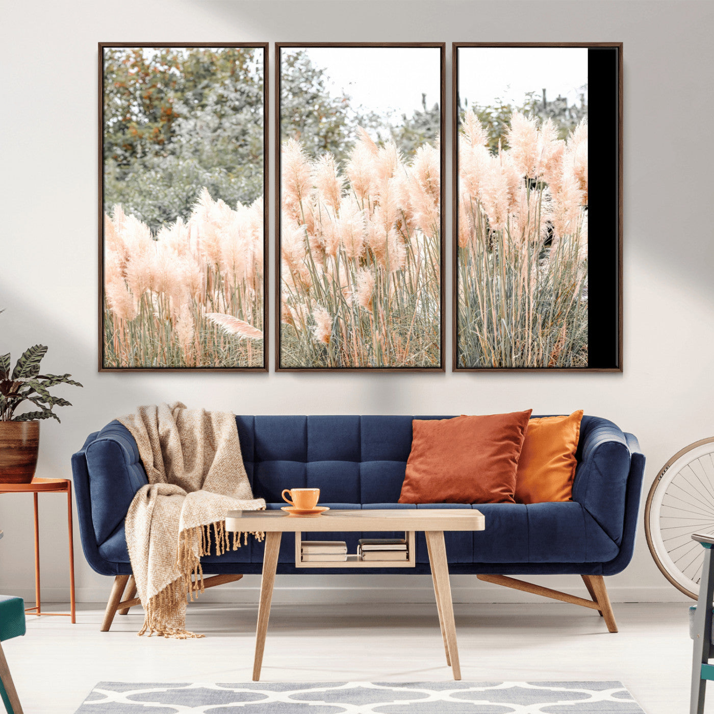 21826392-MGV-CV-36X24-Pampas Grass Wall Art Canvas Print, Framed Soft Pampas Art Picture Print, Pastel Grasses Perfect Soft Neutral Boho Decor Artwork