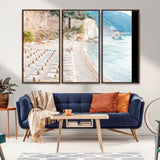 84816639-MGV-CV-36X24-Mediterranean Beach Wall Art Canvas Print, Framed Airy Coastal Art Picture Print, Summer Shore Perfect Coastal Retreat Decor