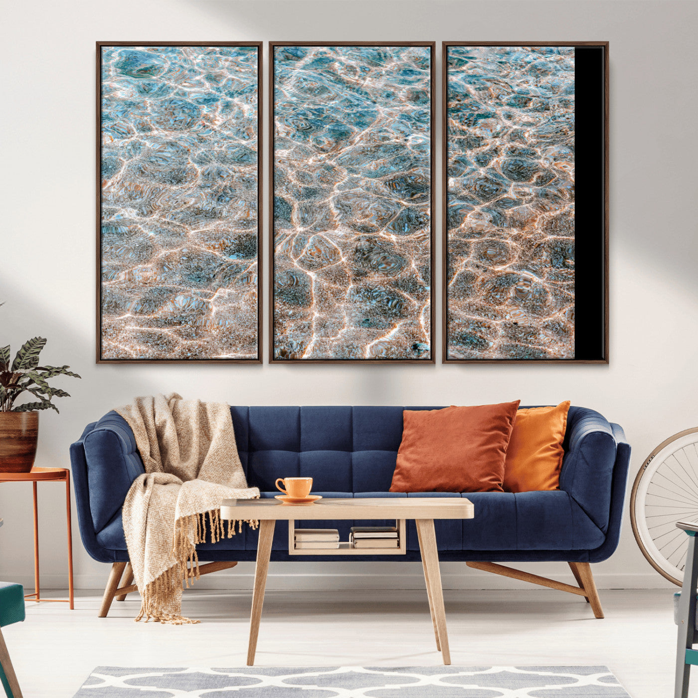 26580287-MGV-CV-36X24-Clear Water Wall Art Canvas Print, Framed Sunlit Ripples Art Picture Print, Ocean Texture Perfect Modern Coastal Decor Artwork