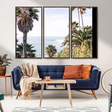 51404565-MGV-CV-36X24-Palm Trees Wall Art Canvas Print, Framed Ocean Breeze Art Picture Print, Coastal View Perfect Tropical Coastal Decor Artwork