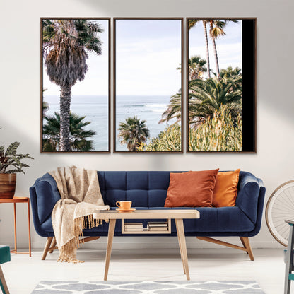 51404565-MGV-CV-36X24-Palm Trees Wall Art Canvas Print, Framed Ocean Breeze Art Picture Print, Coastal View Perfect Tropical Coastal Decor Artwork
