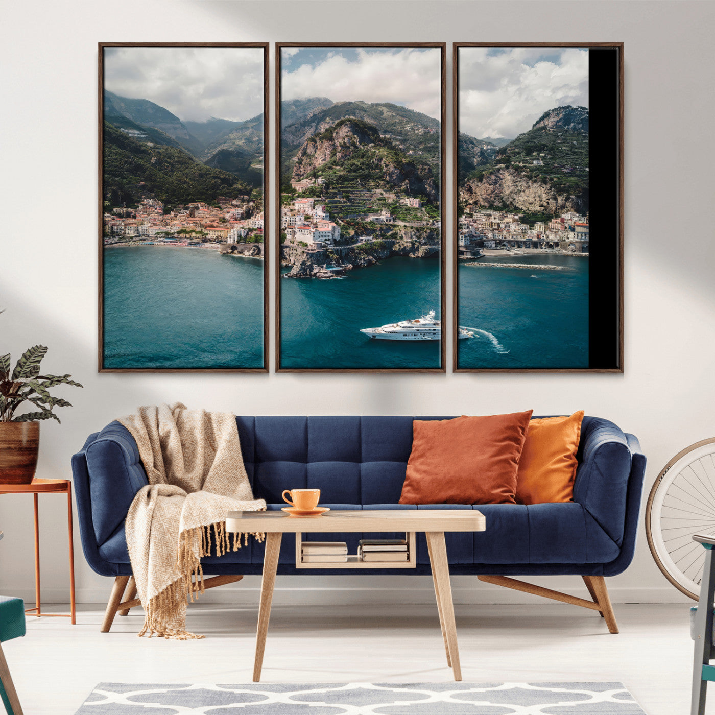 20321590-MGV-CV-36X24-Amalfi Coast Wall Art Canvas Print, Framed Italy Travel Art Picture Print, Mediterranean Landscape Perfect Mediterranean Coastal
