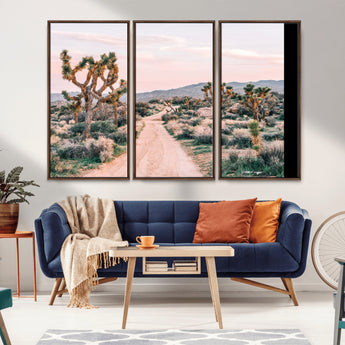 12540952-MGV-CV-36X24-Joshua Tree Park Wall Art Canvas Print, Framed Desert Road Art Picture Print, Sunset Drive Perfect Southwestern Boho Decor Artwork