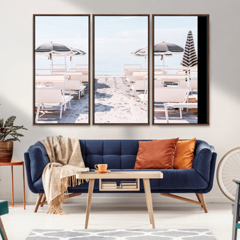 67623952-MGV-CV-36X24-Minimalist Beach Wall Art Canvas Print, Framed Pastel Sand Art Picture Print, Beach Aesthetic Perfect Coastal Minimalist Decor