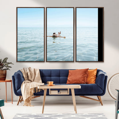 32624554-MGV-CV-36X24-Swimming Relaxation Wall Art Canvas Print, Framed Peaceful Water Art Picture Print, Clear Sea Perfect Minimalist Aquatic Decor