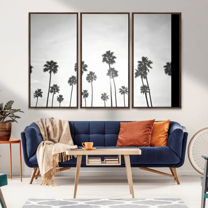 62298277-MGV-CV-36X24-Monochrome Palms Wall Art Canvas Print, Framed Minimalist Trees Art Picture Print, Silhouetted Palms Perfect Tropical Minimalist