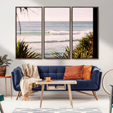 23287092-MGV-CV-36X24-Ocean Surfer Wall Art Canvas Print, Framed Coastal Surf Art Picture Print, Tropical Beach Perfect Tropical Coastal Decor Artwork