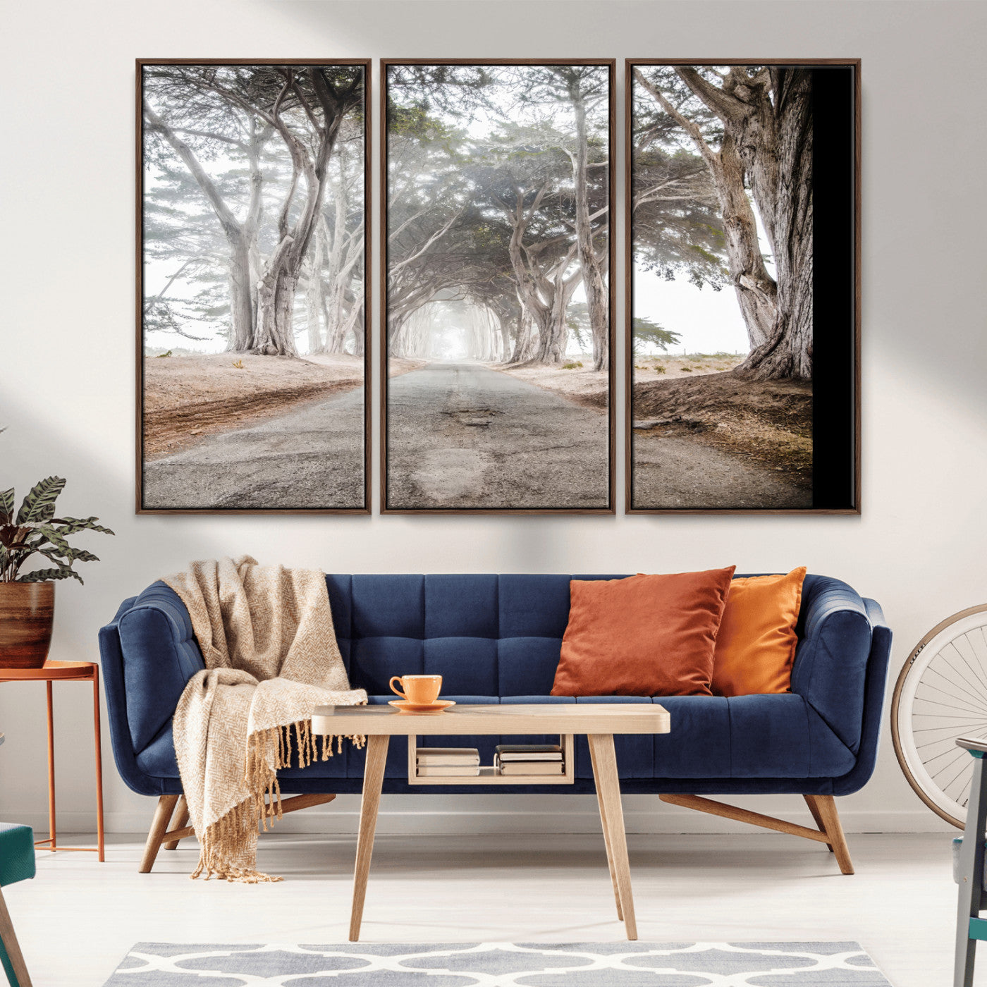 87090469-MGV-CV-36X24-Cypress Tunnel Wall Art Canvas Print, Framed Misty Road Art Picture Print, Foggy Trees Perfect Rustic Woodland Decor Artwork