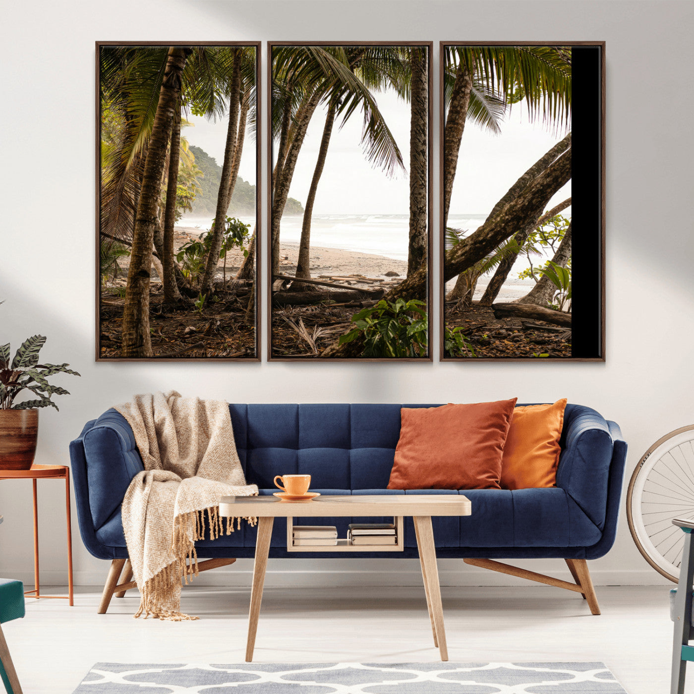 92093951-MGV-CV-36X24-Tropical Jungle Wall Art Canvas Print, Framed Palm Tree Forest Art Picture Print, Coastal Escape Perfect Jungle Retreat Decor