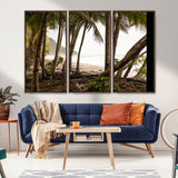 92093951-MGV-CV-36X24-Tropical Jungle Wall Art Canvas Print, Framed Palm Tree Forest Art Picture Print, Coastal Escape Perfect Jungle Retreat Decor