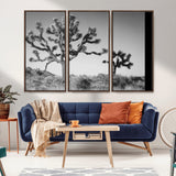 93692513-MGV-CV-36X24-Joshua Tree Wall Art Canvas Print, Framed Monochrome Desert Art Picture Print, Minimalist Nature Scene Perfect Southwestern