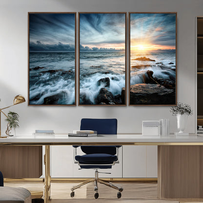 33428-MGV-CV-36X24-Ocean Sunrise Wall Art – Serene Seascape Canvas Print, Coastal Home or Office Decor, Perfect for Living Room, Bedroom, or Study
