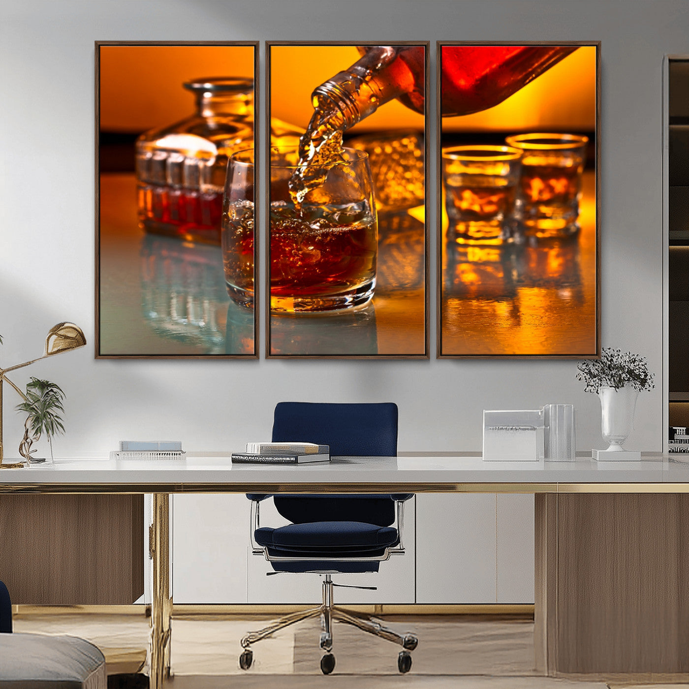 18250-MGV-CV-36X24-Whiskey Pour Wall Art – Captivating Whiskey Splash Canvas Print, Elegant Bar or Home Lounge Decor for Office, Man Cave or Living