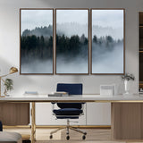 42596-MGV-CV-36X24-Misty Forest Wall Art – Atmospheric Pine Trees Canvas Print, Nature Landscape Decor for Living Room, Bedroom, Office, or Cabin