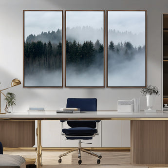 42596-MGV-CV-36X24-Misty Forest Wall Art – Atmospheric Pine Trees Canvas Print, Nature Landscape Decor for Living Room, Bedroom, Office, or Cabin