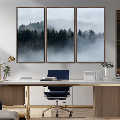 42596-MGV-CV-36X24-Misty Forest Wall Art – Atmospheric Pine Trees Canvas Print, Nature Landscape Decor for Living Room, Bedroom, Office, or Cabin