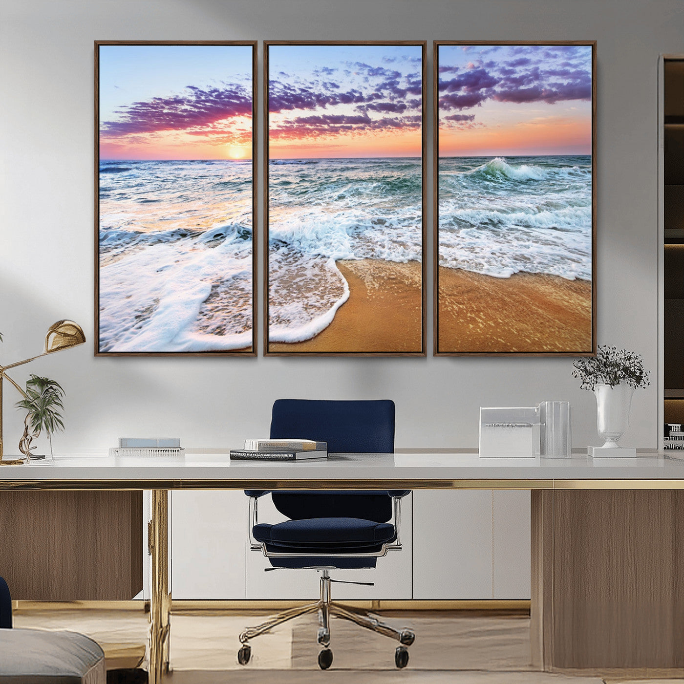 53006-MGV-CV-36X24-Ocean Beach Sunset Wall Art – Vibrant Seascape Canvas Print, Coastal Home Decor for Living Room, Bedroom, Office or Beach House