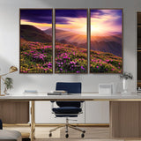 49741-MGV-CV-36X24-Mountain Sunrise Wall Art – Vibrant Floral Landscape Canvas Print, Nature Home Decor for Living Room, Bedroom Office or Cabin