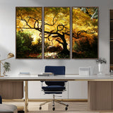 19067-MGV-CV-36X24-Golden Canopy Wall Art – Panoramic Autumn Tree Canvas Print, Warm Seasonal Decor for Living Room, Office or Garden Space